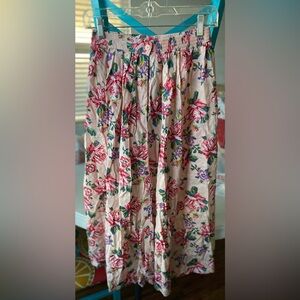 Bechamel “Cross Stitch” pink floral skirt.